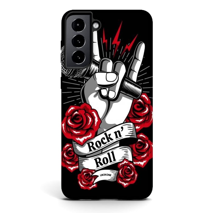 Galaxy S21 StrongFit Rock N Roll - Metal Roses by LM2Kone