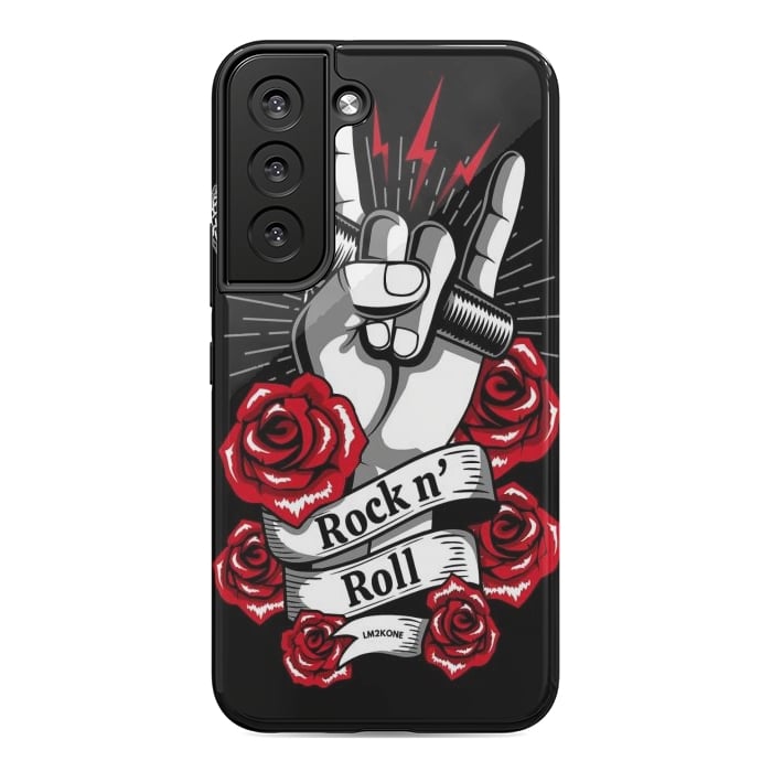 Galaxy S22 StrongFit Rock N Roll - Metal Roses by LM2Kone