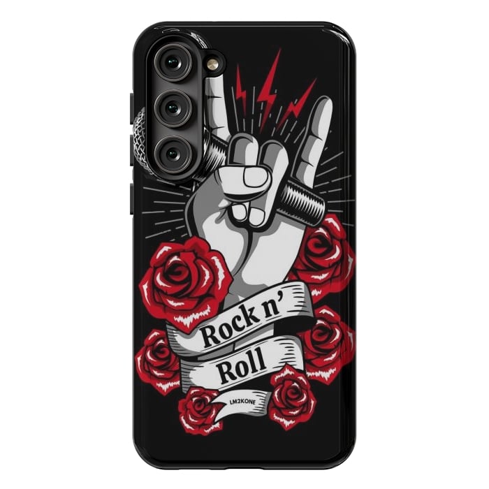 Galaxy S23 Plus StrongFit Rock N Roll - Metal Roses by LM2Kone