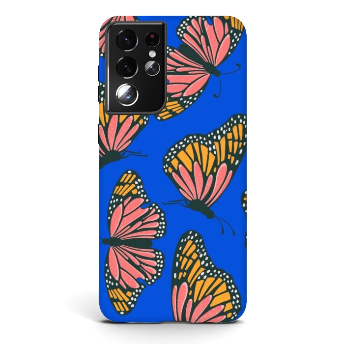 Galaxy S21 ultra StrongFit Bright Butterflies by Tiny Thistle Studio