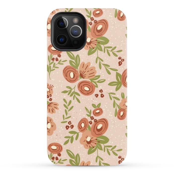 iPhone 12 Pro Max StrongFit Coral Flowers by Tiny Thistle Studio