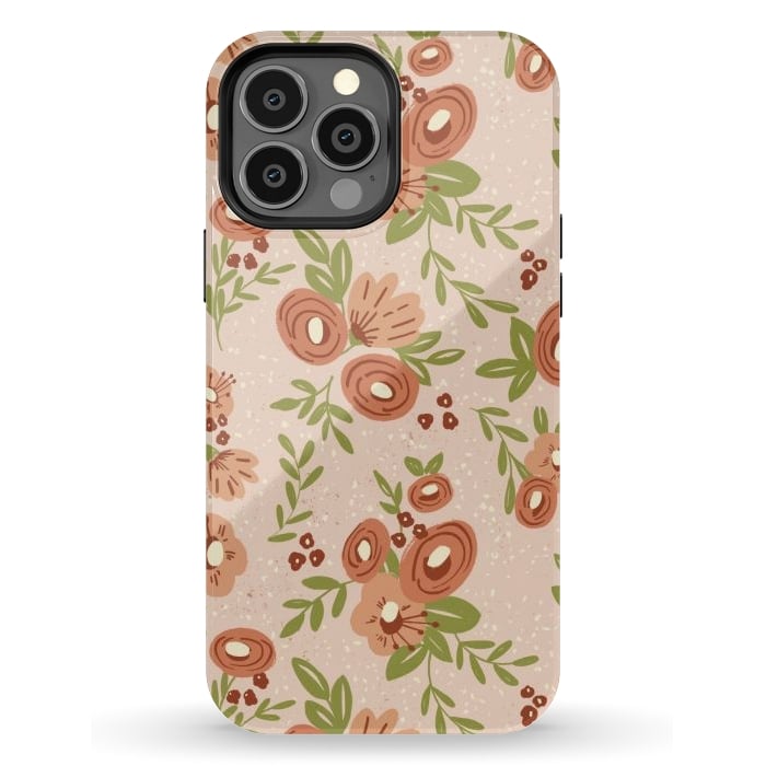 iPhone 13 Pro Max StrongFit Coral Flowers by Tiny Thistle Studio