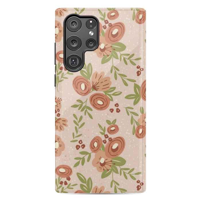Galaxy S22 Ultra StrongFit Coral Flowers by Tiny Thistle Studio