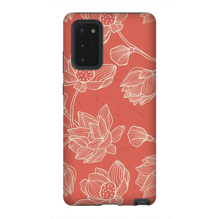 Galaxy Note 20 StrongFit Coral Floral Linework by Tiny Thistle Studio