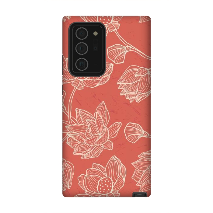 Galaxy Note 20 Ultra StrongFit Coral Floral Linework by Tiny Thistle Studio