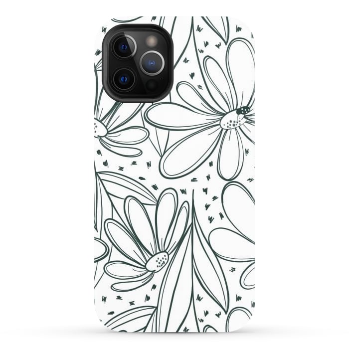 iPhone 12 Pro Max StrongFit Linework Flowers by Tiny Thistle Studio