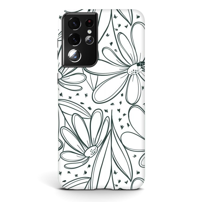 Galaxy S21 ultra StrongFit Linework Flowers by Tiny Thistle Studio