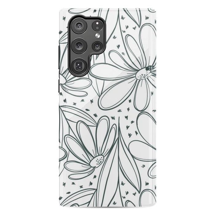 Galaxy S22 Ultra StrongFit Linework Flowers by Tiny Thistle Studio
