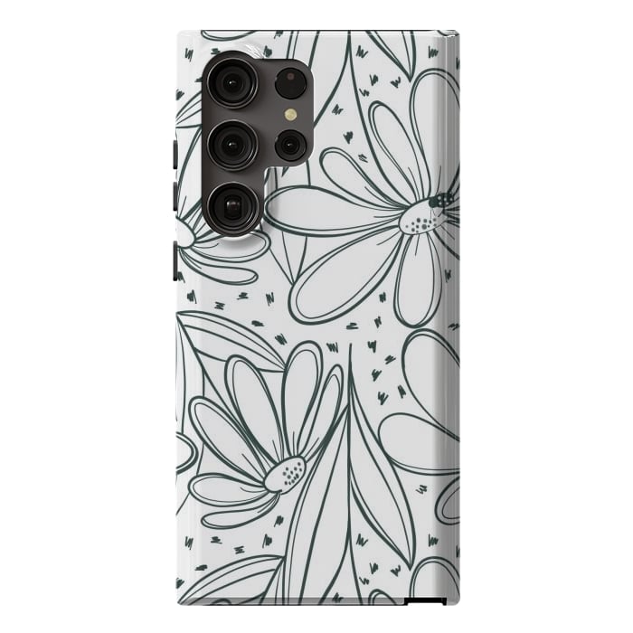 Galaxy S23 Ultra StrongFit Linework Flowers by Tiny Thistle Studio