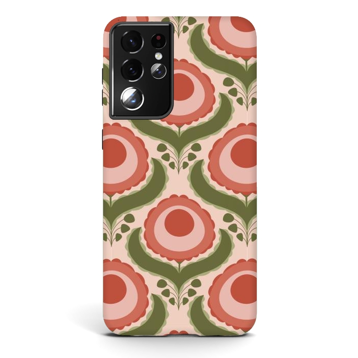 Galaxy S21 ultra StrongFit Geometric Floral by Tiny Thistle Studio
