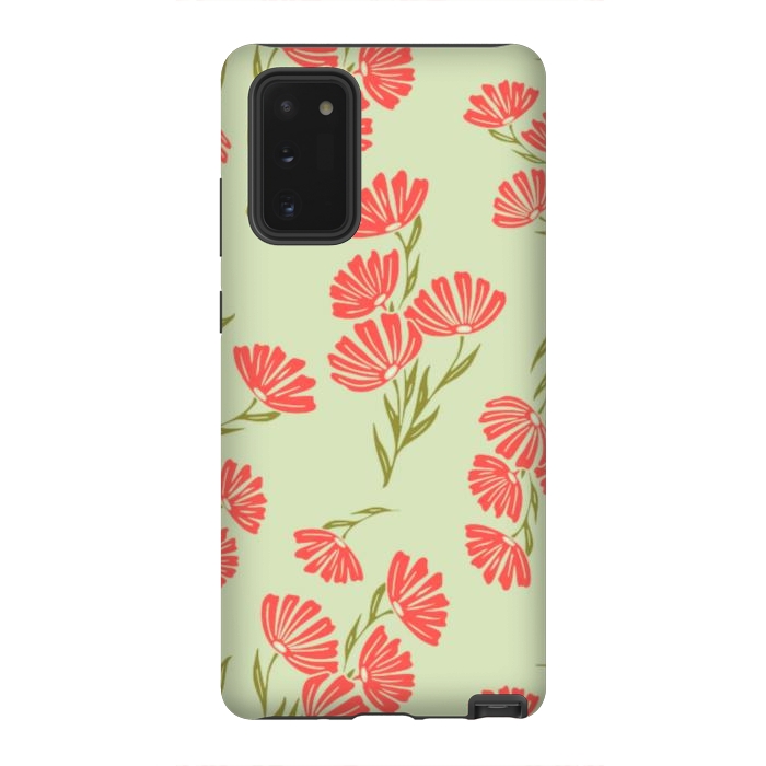 Galaxy Note 20 StrongFit Coral Floral  by Tiny Thistle Studio