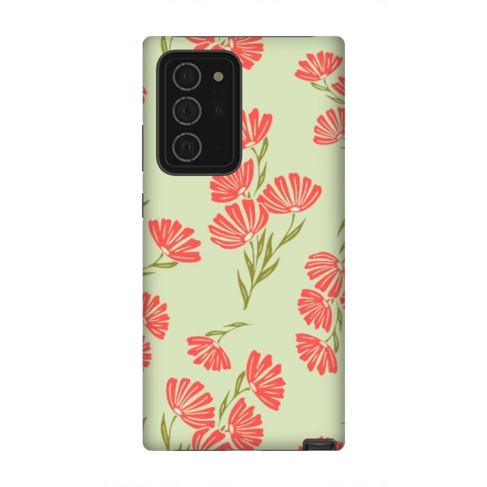 Galaxy Note 20 Ultra StrongFit Coral Floral  by Tiny Thistle Studio