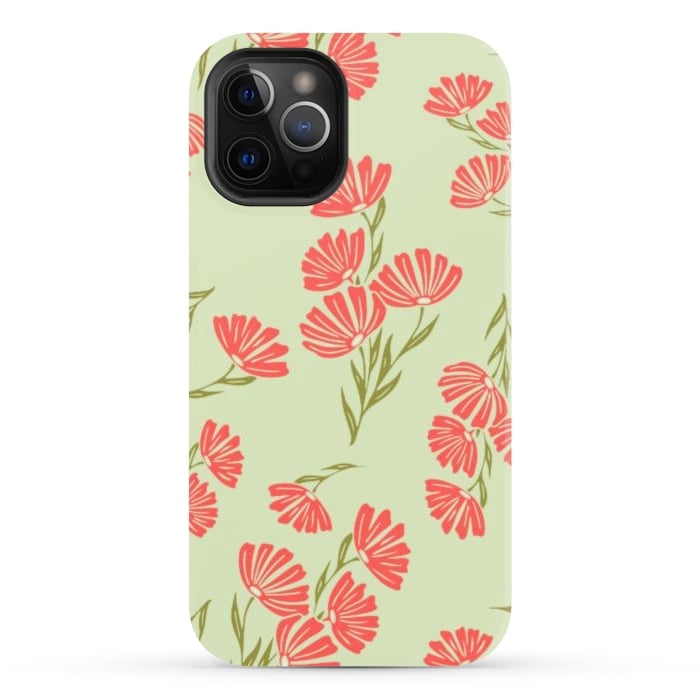 iPhone 12 Pro Max StrongFit Coral Floral  by Tiny Thistle Studio