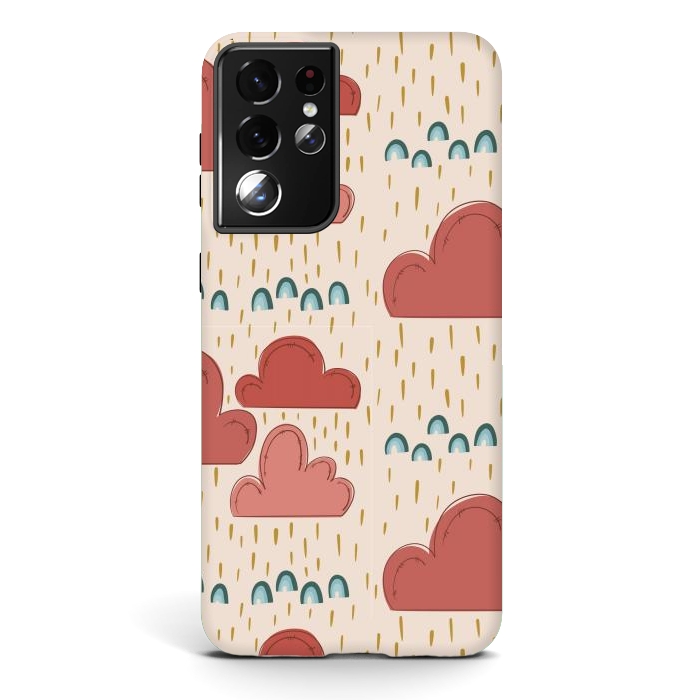Galaxy S21 ultra StrongFit Rainbows & Clouds by Tiny Thistle Studio