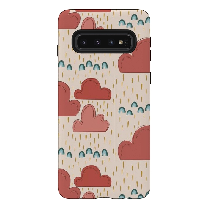 Galaxy S10 StrongFit Rainbows & Clouds by Tiny Thistle Studio