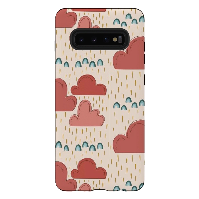 Galaxy S10 plus StrongFit Rainbows & Clouds by Tiny Thistle Studio