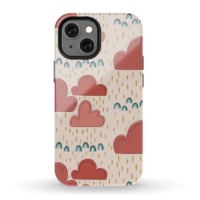 iPhone 13 mini StrongFit Rainbows & Clouds by Tiny Thistle Studio