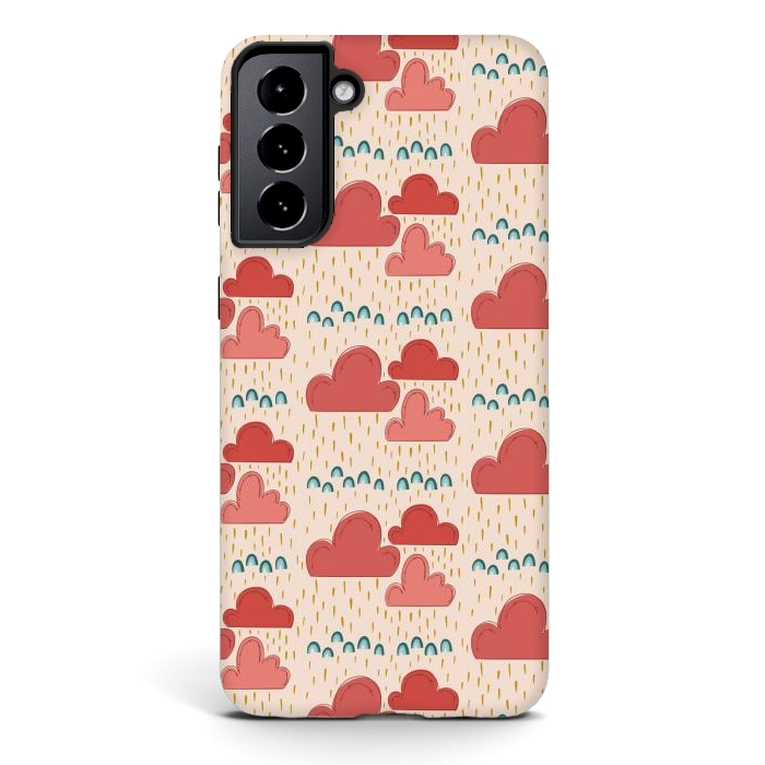 Galaxy S21 plus StrongFit Rainbows & Clouds by Tiny Thistle Studio