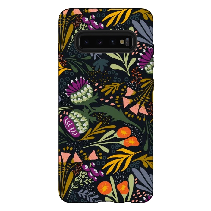 Galaxy S10 plus StrongFit Thistles & Sprigs by Tiny Thistle Studio