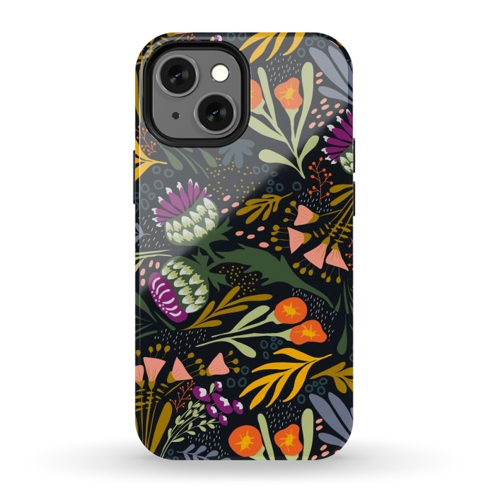 iPhone 13 mini StrongFit Thistles & Sprigs by Tiny Thistle Studio
