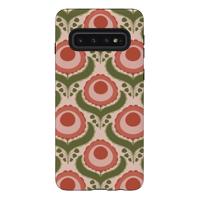 Galaxy S10 StrongFit Geometric Floral by Tiny Thistle Studio