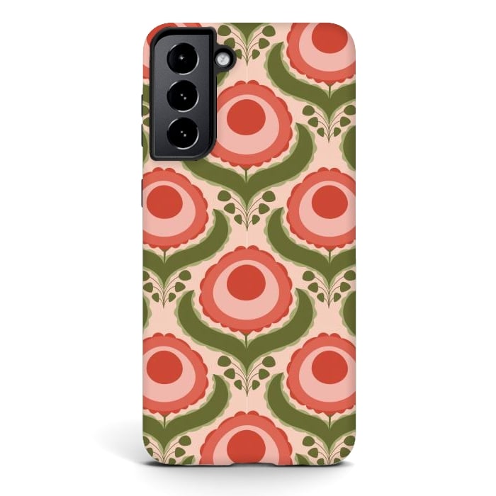 Galaxy S21 StrongFit Geometric Floral by Tiny Thistle Studio