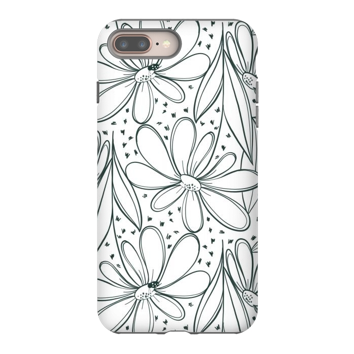 iPhone 7 plus StrongFit Linework Flowers by Tiny Thistle Studio