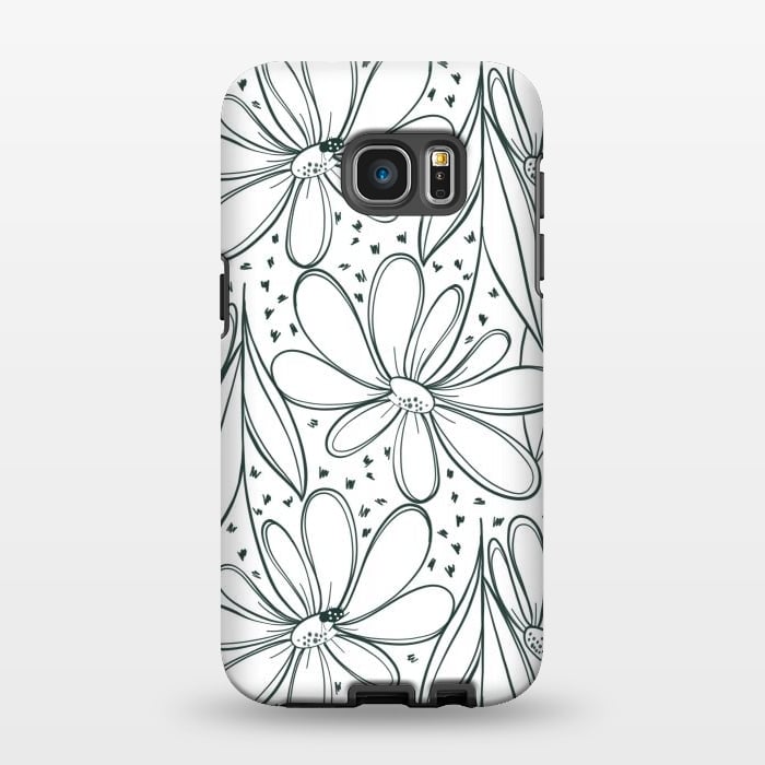 Galaxy S7 EDGE StrongFit Linework Flowers by Tiny Thistle Studio