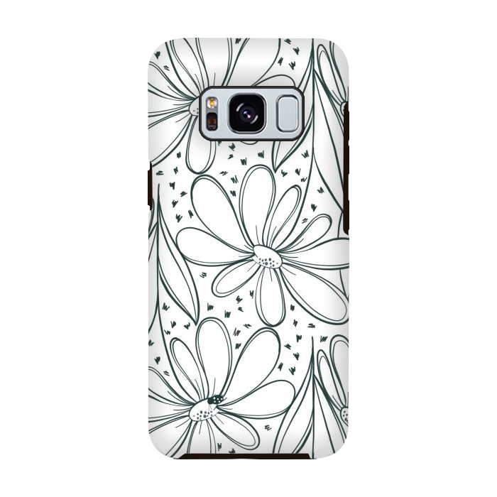 Galaxy S8 StrongFit Linework Flowers by Tiny Thistle Studio