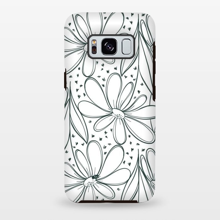 Galaxy S8 plus StrongFit Linework Flowers by Tiny Thistle Studio