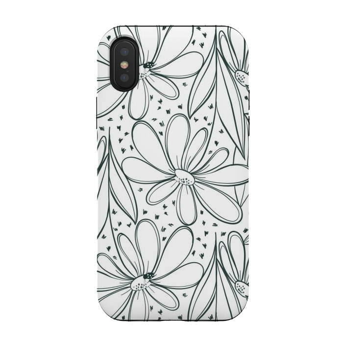 iPhone Xs / X StrongFit Linework Flowers by Tiny Thistle Studio