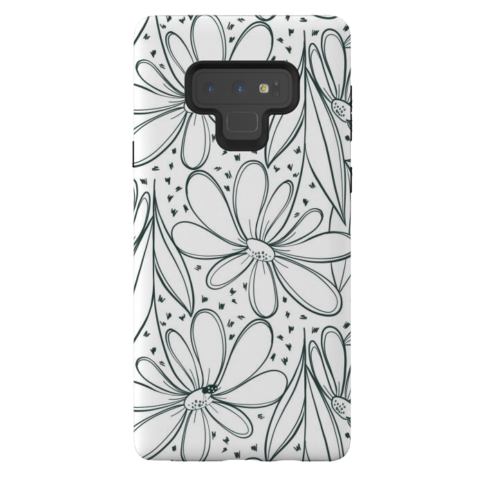 Galaxy Note 9 StrongFit Linework Flowers by Tiny Thistle Studio