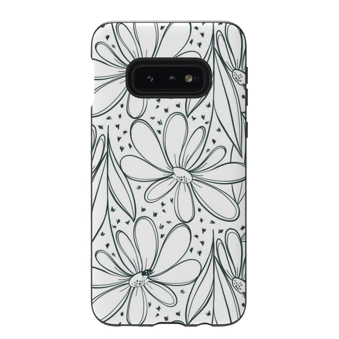 Galaxy S10e StrongFit Linework Flowers by Tiny Thistle Studio