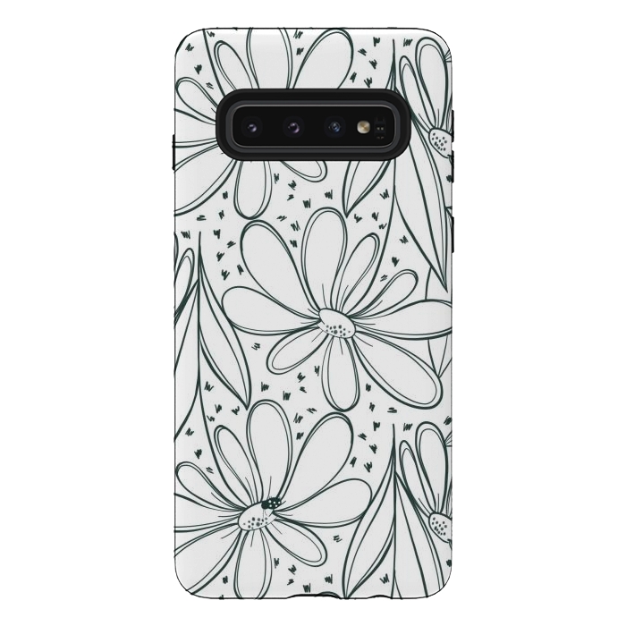 Galaxy S10 StrongFit Linework Flowers by Tiny Thistle Studio