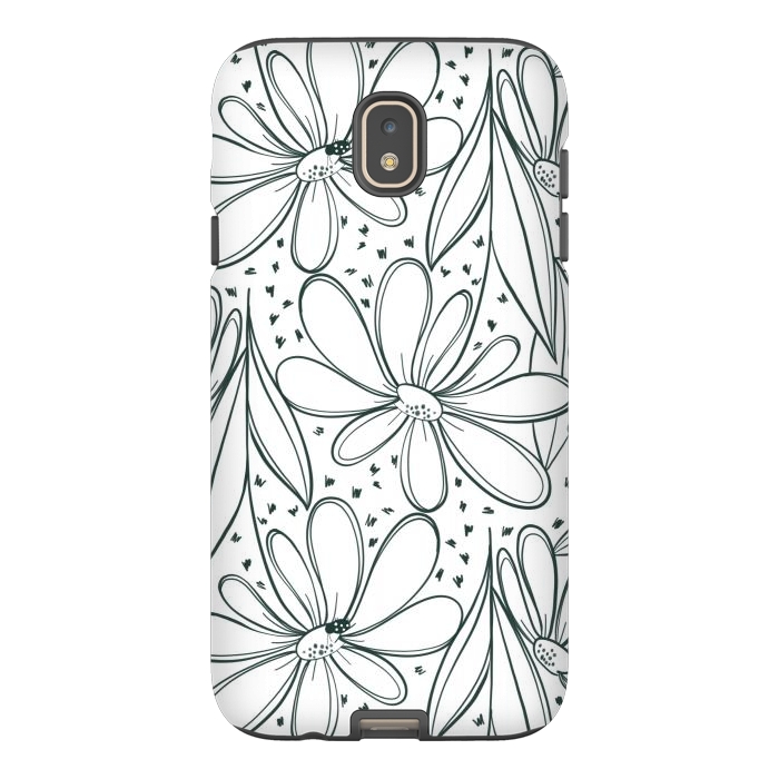 Galaxy J7 StrongFit Linework Flowers by Tiny Thistle Studio