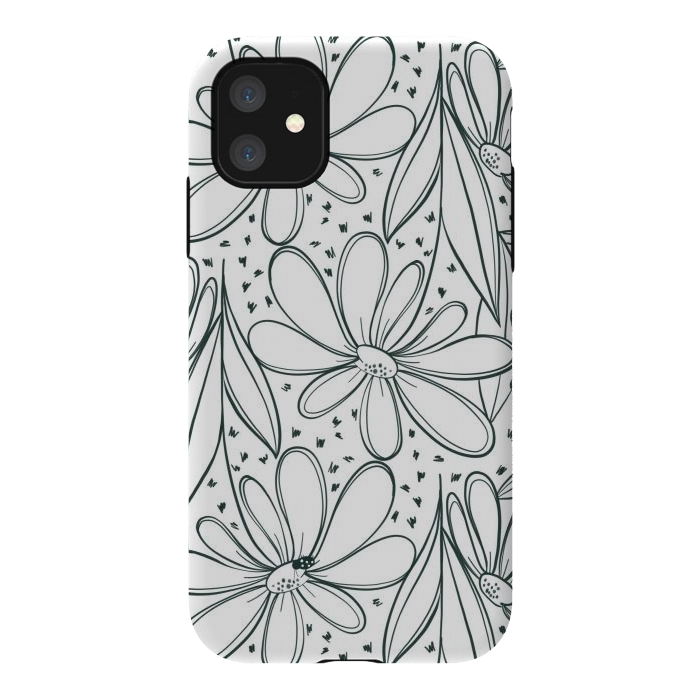 iPhone 11 StrongFit Linework Flowers by Tiny Thistle Studio