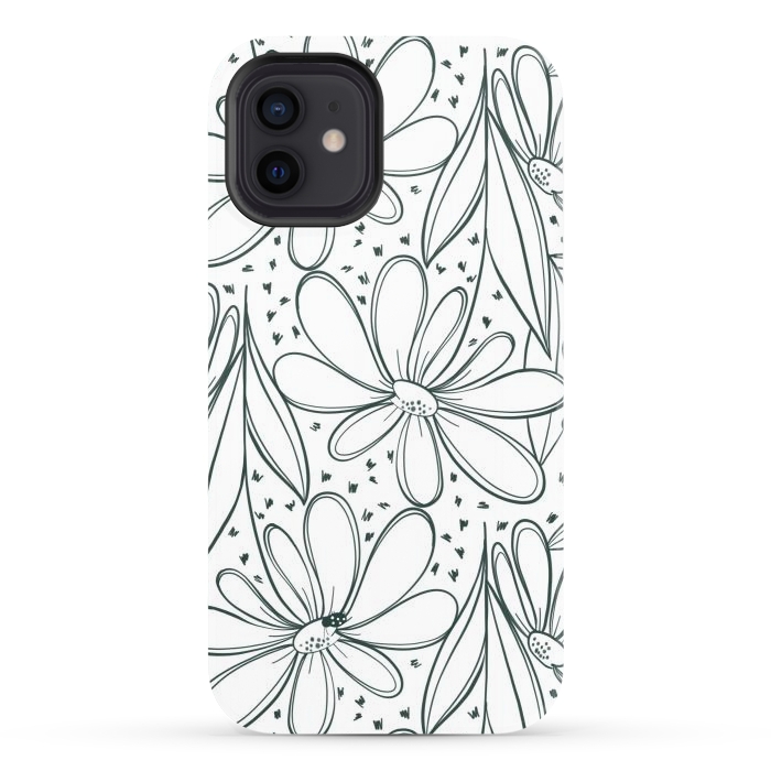iPhone 12 StrongFit Linework Flowers by Tiny Thistle Studio