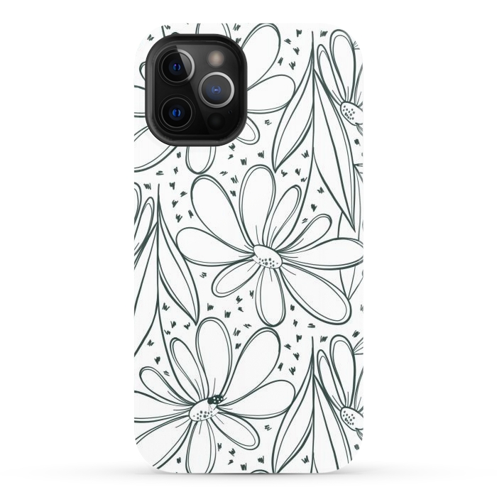 iPhone 12 Pro StrongFit Linework Flowers by Tiny Thistle Studio