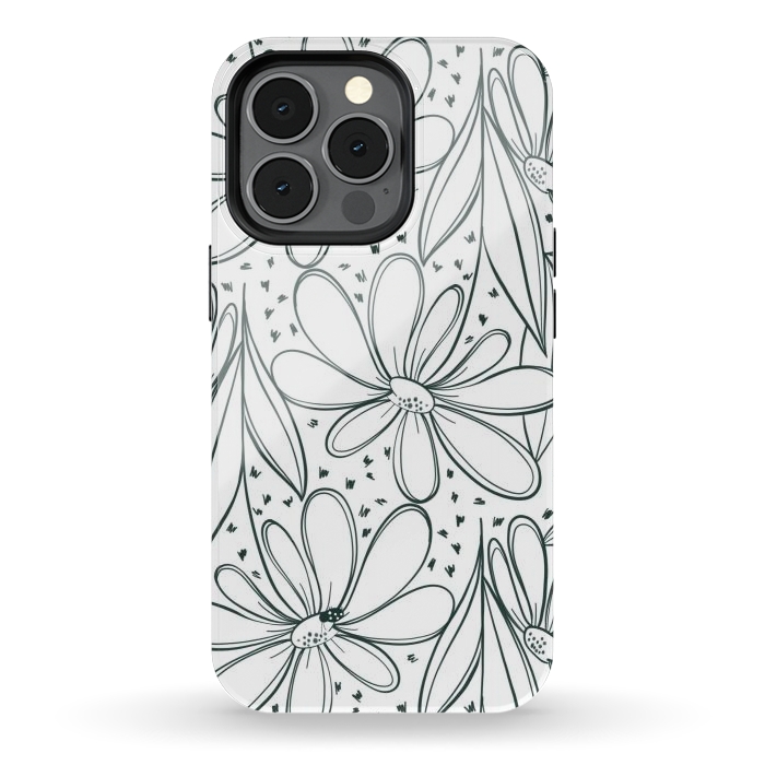 iPhone 13 pro StrongFit Linework Flowers by Tiny Thistle Studio
