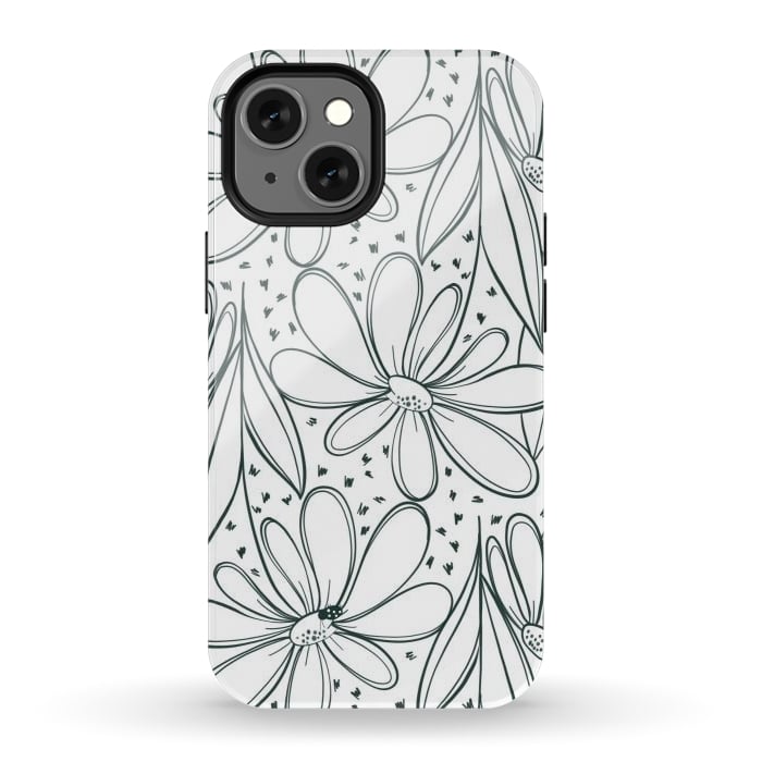 iPhone 13 mini StrongFit Linework Flowers by Tiny Thistle Studio