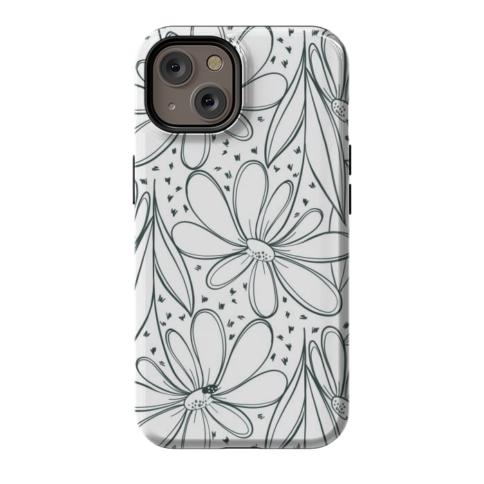 iPhone 14 StrongFit Linework Flowers by Tiny Thistle Studio
