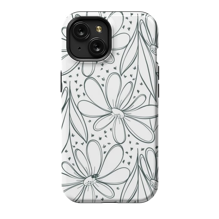 iPhone 15 StrongFit Linework Flowers by Tiny Thistle Studio