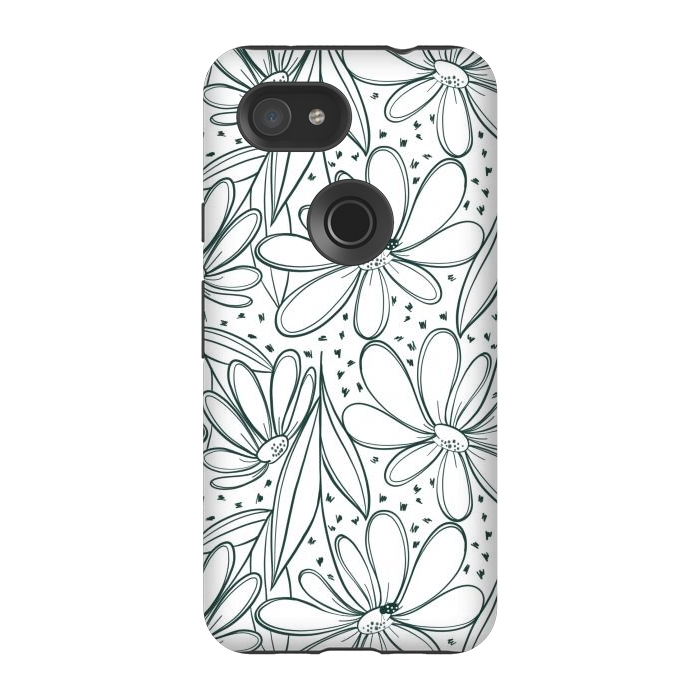 Pixel 3A StrongFit Linework Flowers by Tiny Thistle Studio