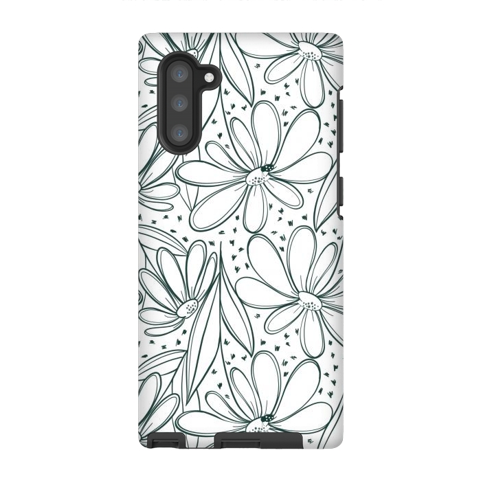 Galaxy Note 10 StrongFit Linework Flowers by Tiny Thistle Studio