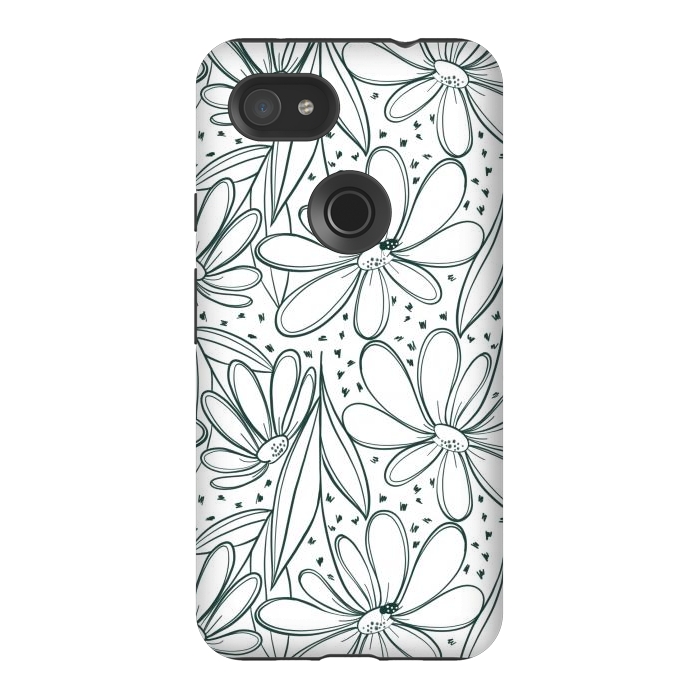 Pixel 3AXL StrongFit Linework Flowers by Tiny Thistle Studio