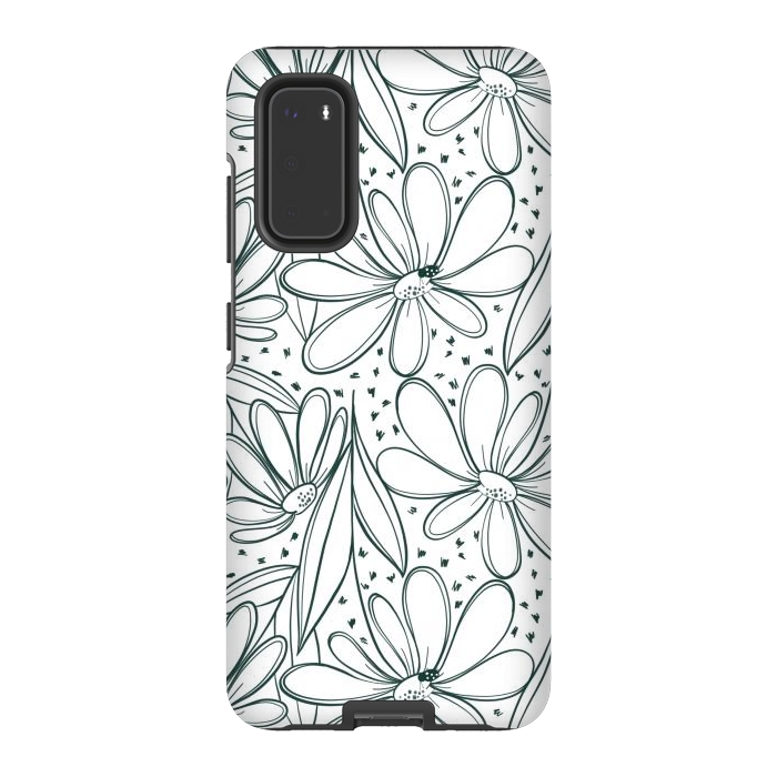 Galaxy S20 StrongFit Linework Flowers by Tiny Thistle Studio
