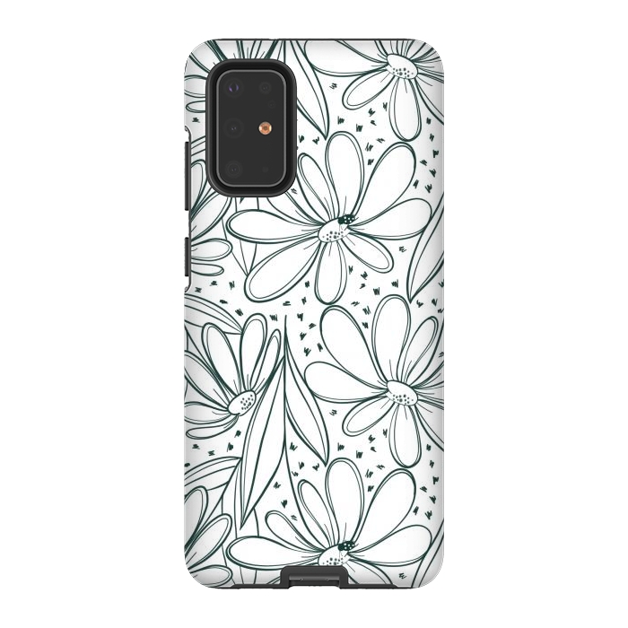 Galaxy S20 Plus StrongFit Linework Flowers by Tiny Thistle Studio