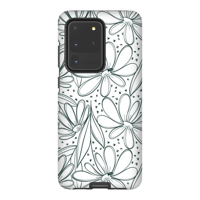 Galaxy S20 Ultra StrongFit Linework Flowers by Tiny Thistle Studio