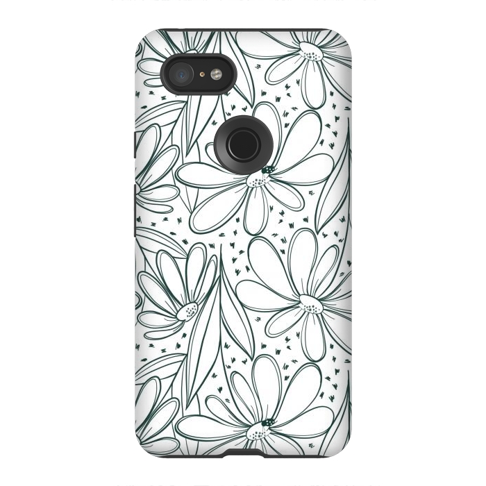 Pixel 3XL StrongFit Linework Flowers by Tiny Thistle Studio