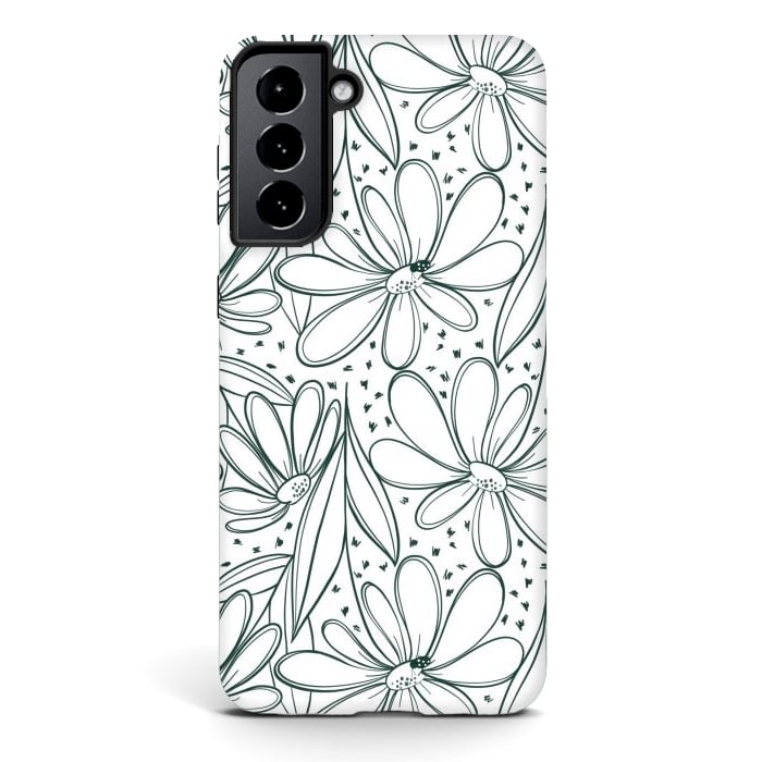 Galaxy S21 StrongFit Linework Flowers by Tiny Thistle Studio
